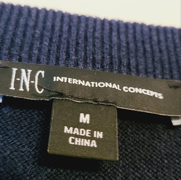 INC International Concepts | Women's Navy Cold Shoulder Sweater (Size Medium) - Picture 3 of 15